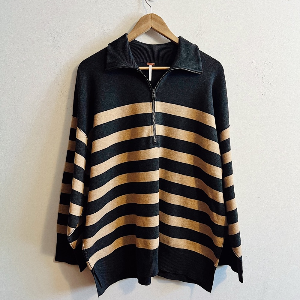 NWT Free People Coastal Stripe Clean Girl Pullover